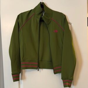 The North Face Green Jacket with Pink Accents